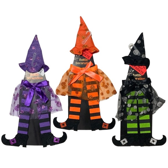 Halloween Witches Bottle Decorations Covers Slip On Seasonal Fall Decor 3 Piece - Picture 12 of 12